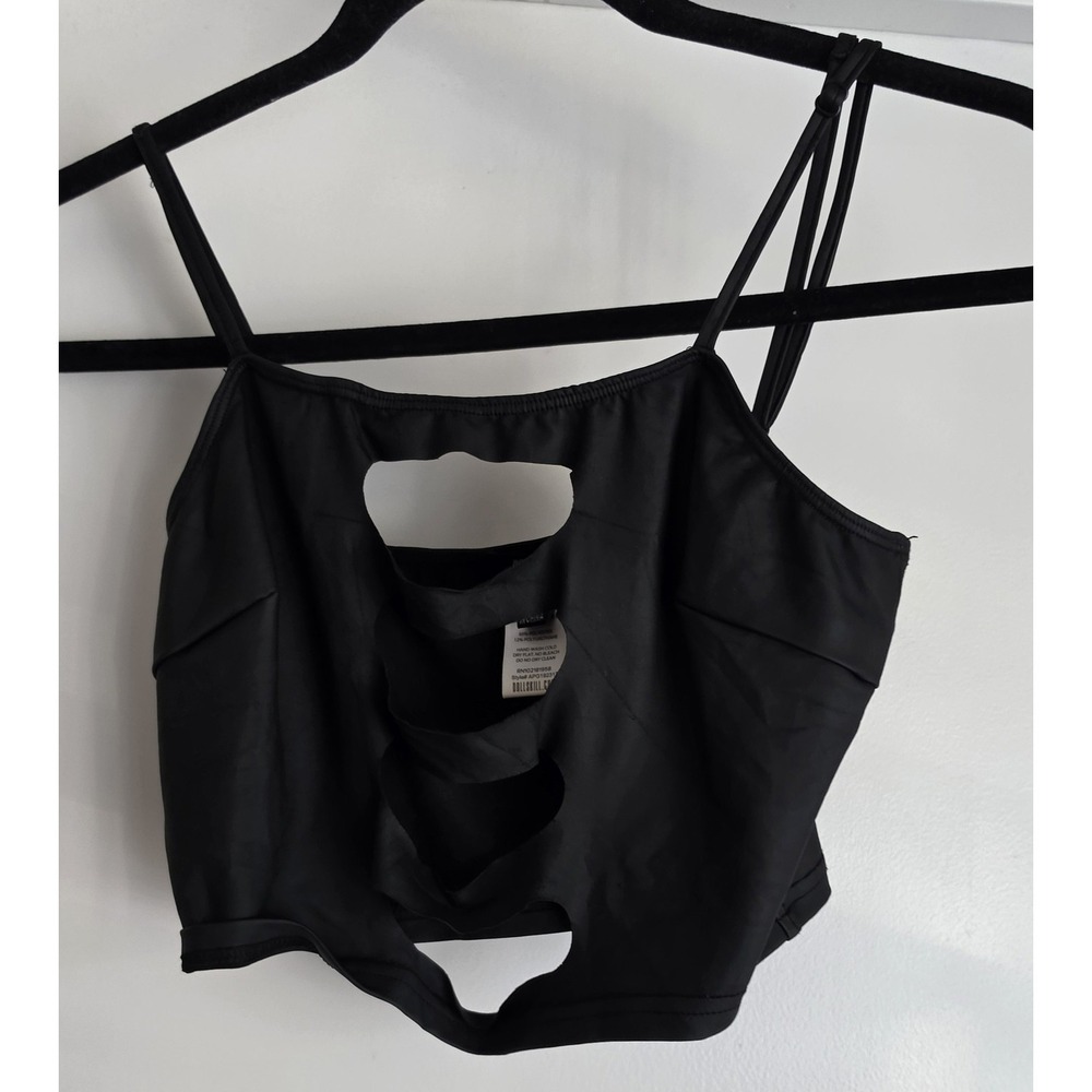 Poster Grl Dolls Kill Women's Black Sleeveless Tank Top Size S Cropped Front Cut